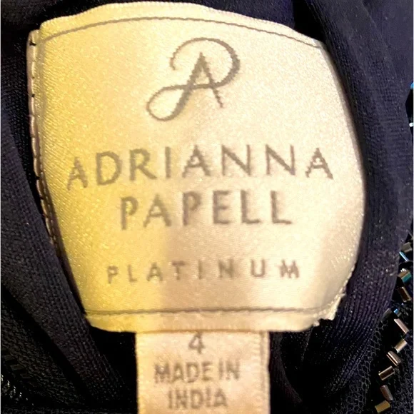 Adrianna Papell Formal Dress Stunning! Worn once.Navy Blue Sparkly Beading Sz 4. - Picture 5 of 5
